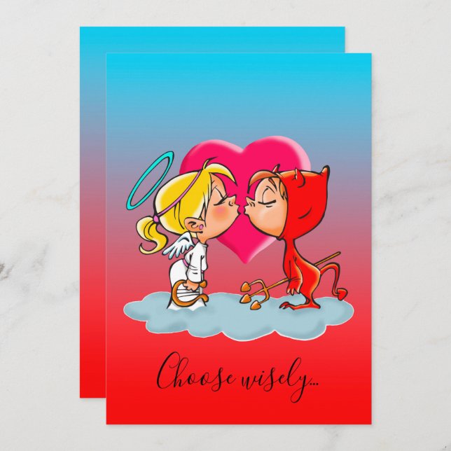 Heaven and Hell Halloween Party Invitation (Front/Back)