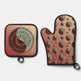 Heaven and Hell Mandala Oven Mitt & Pot Holder Set