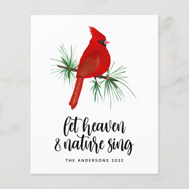 Heaven and Nature Sing Cardinal Christmas Card (Front)