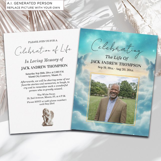 Heaven Angels Celebration Of Life Photo  Invitation (Creator Uploaded)