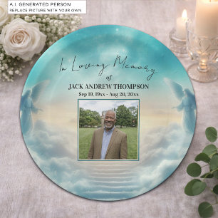 Heaven Angels Celebration Of Life Photo Paper Plate