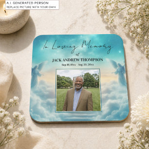 Heaven Angels Celebration Of Life Photo  Square Paper Coaster