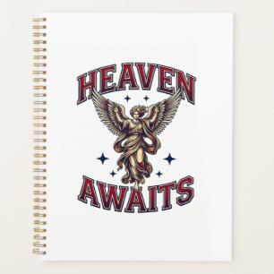 Heaven Awaits Gothic Angel Vintage Engraving Shirt Planner