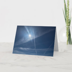 Heaven blue sky sunburst universe card in blue oil