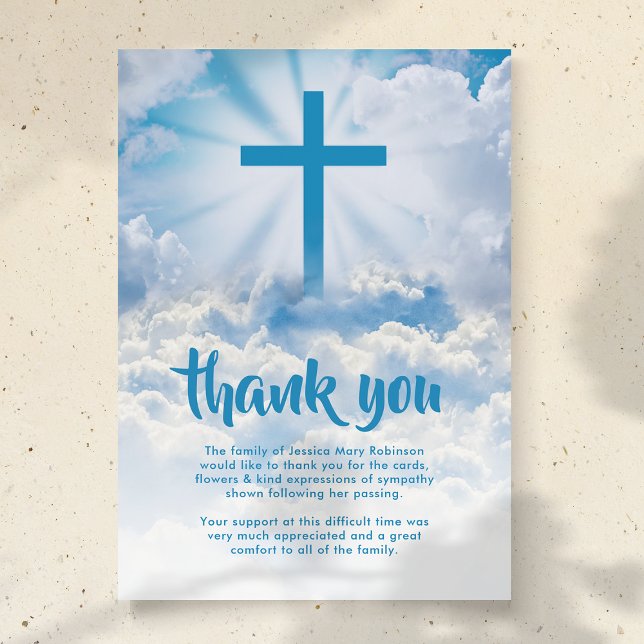 Heaven Cross Funeral Thank You Card (Creator Uploaded)