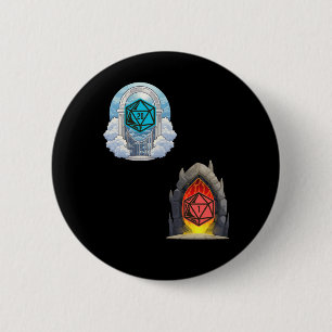 Heaven Hell D20 Fortune Misfortune Sticker 6 Cm Round Badge