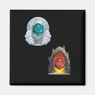 Heaven Hell D20 Fortune Misfortune Sticker Magnet