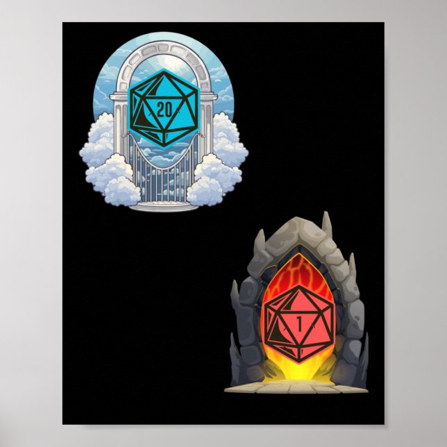 Heaven Hell D20 Fortune Misfortune Sticker  Poster (Front)