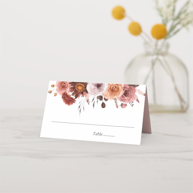 Heaven in Rose, Blush and Burgundy Floral Wedding Place Card (Front)