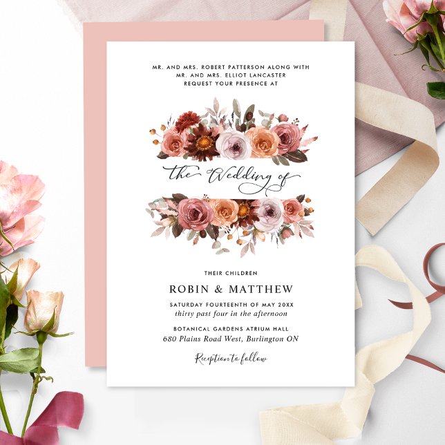 Heaven in Rose with Floral Blooms Wedding Invitation (Creator Uploaded)