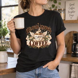 Heaven Knows I Need Coffee | Funny Christian T-Shirt