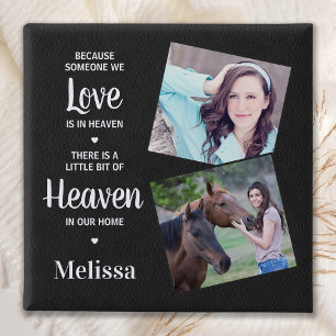 Heaven Memorial Sympathy Faux Leather Family Photo 15 Cm Square Badge