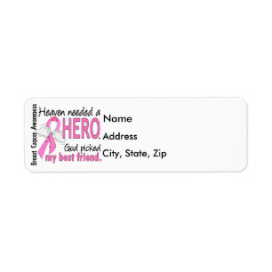 Heaven Needed A Hero Best Friend Breast Cancer Return Address Label