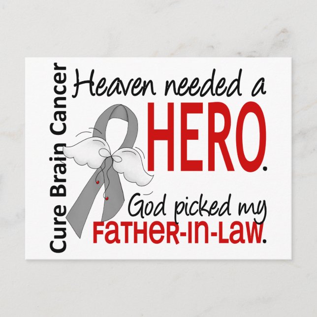 Heaven Needed a Hero Brain Cancer Father-In-Law Postcard (Front)