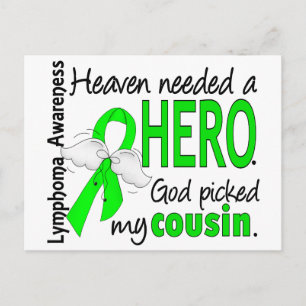 Heaven Needed a Hero Cousin Lymphoma Postcard