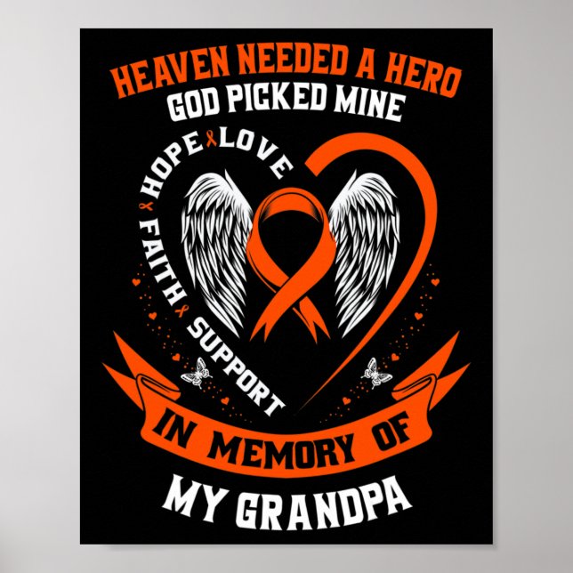 Heaven Needed a Hero God Picked My Grandpa Leukemi Poster (Front)