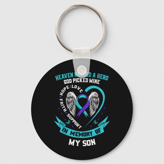 Heaven Needed A Hero God Picked My Son Suicide Awa Key Ring (Front)