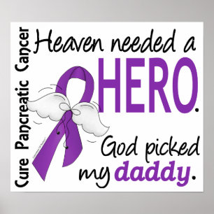 Heaven Needed Hero Daddy Pancreatic Cancer Poster