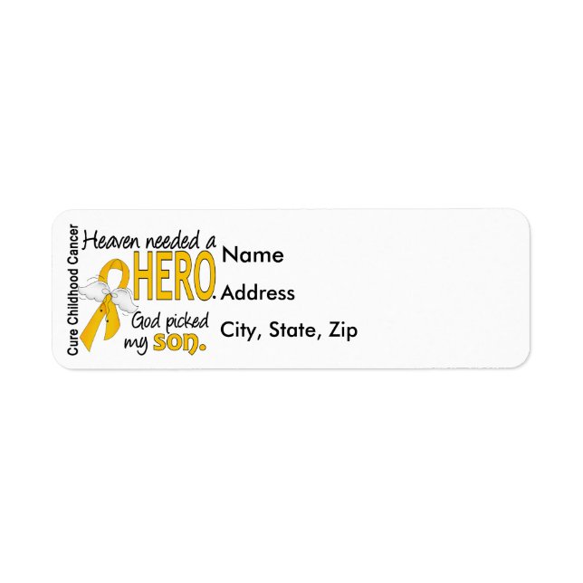 Heaven Needed Hero Son Childhood Cancer Return Address Label (Front)