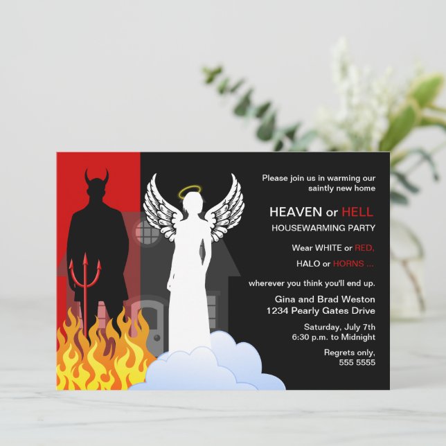 Heaven or Hell Housewarming Party Invitation (Standing Front)