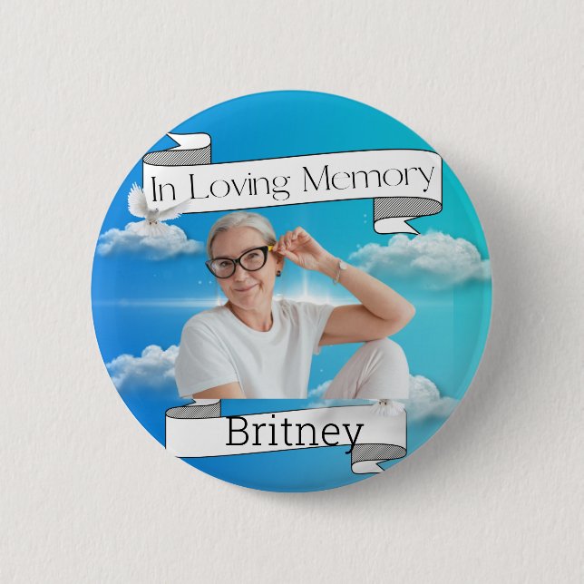 Heaven & Ribbon Memorial RIP 6 Cm Round Badge (Front)
