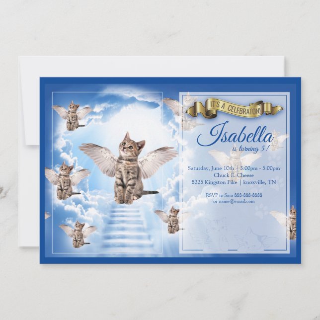 Heaven’s Cat Birthday Invitation (Front)