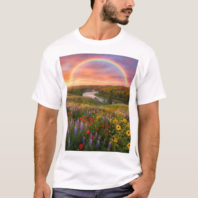 Heaven’s Path: Double Rainbow & Wildflower Dreamsc T-Shirt (Front)