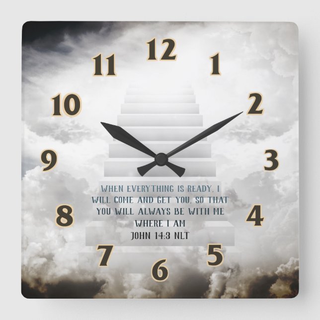 Heaven Scripture Square Wall Clock (Front)