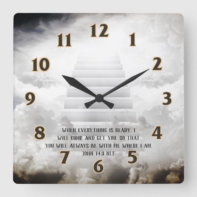 Heaven Scripture Square Wall Clock (Front)