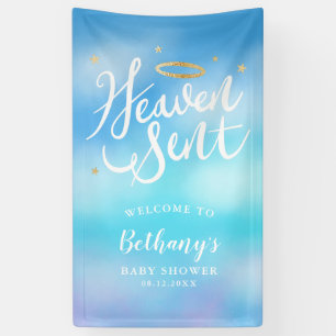 Heaven Sent Angel Theme Boy Baby Shower Welcome Banner