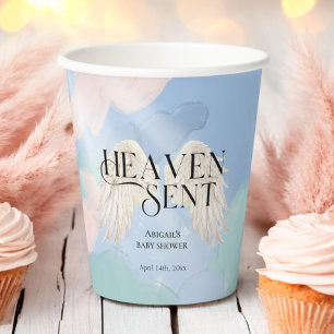 Heaven Sent Angel Wings Pastel Baby Shower Paper Cups