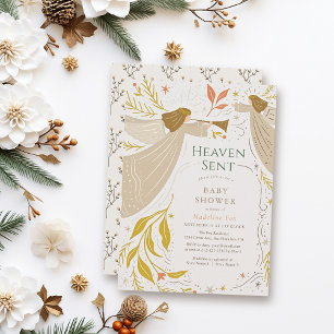 Heaven Sent Angels Baby Shower Invitation