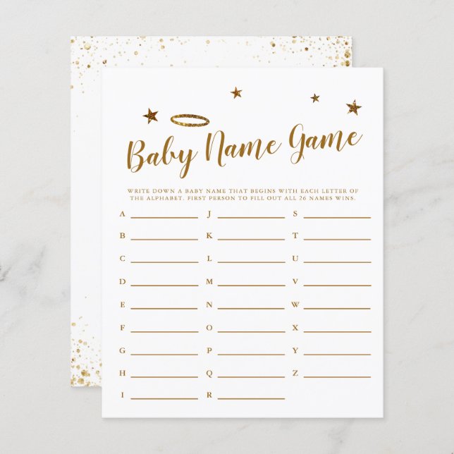 Heaven Sent Baby Name Shower Game  (Front/Back)