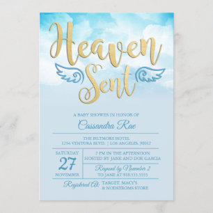 Heaven Sent Baby Shower Invitation