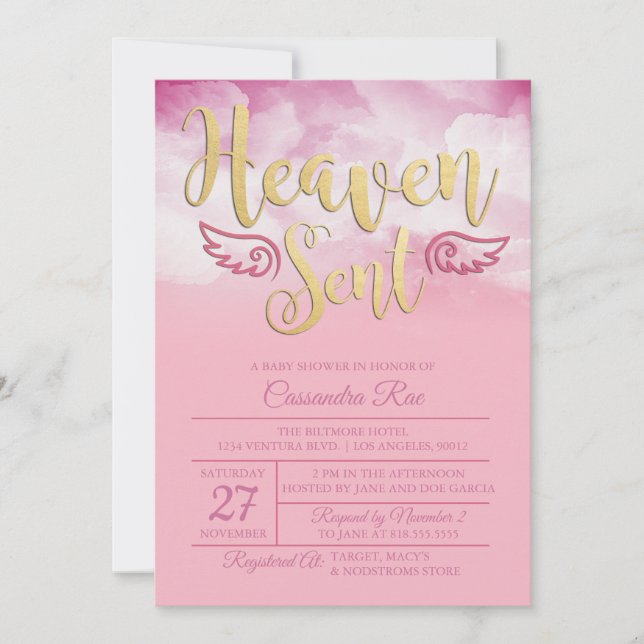 Heaven Sent Baby Shower Invitation (Front)