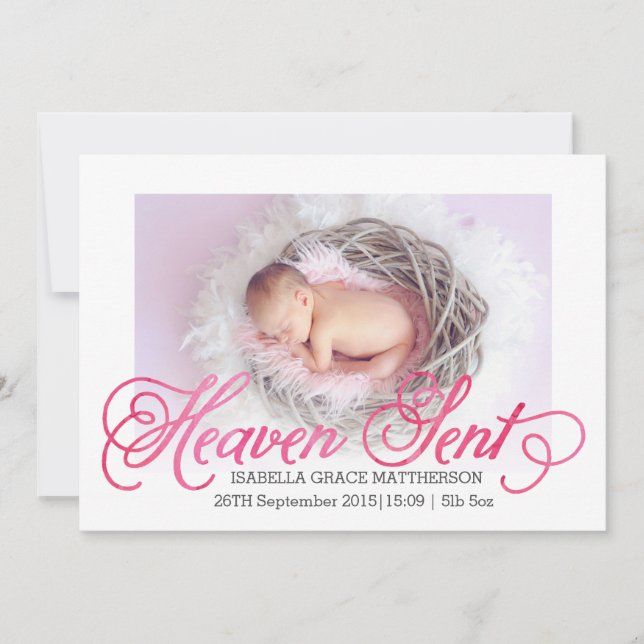 Heaven Sent Birth Announcement | Girl (Front)