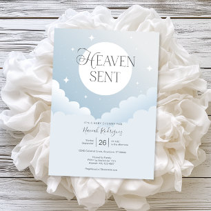 Heaven Sent Blue Clouds Baby Shower Invitation
