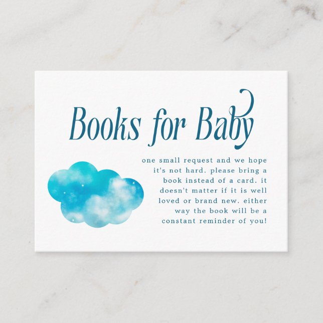 Heaven Sent Boy Baby Shower Book Request  Enclosure Card (Front)