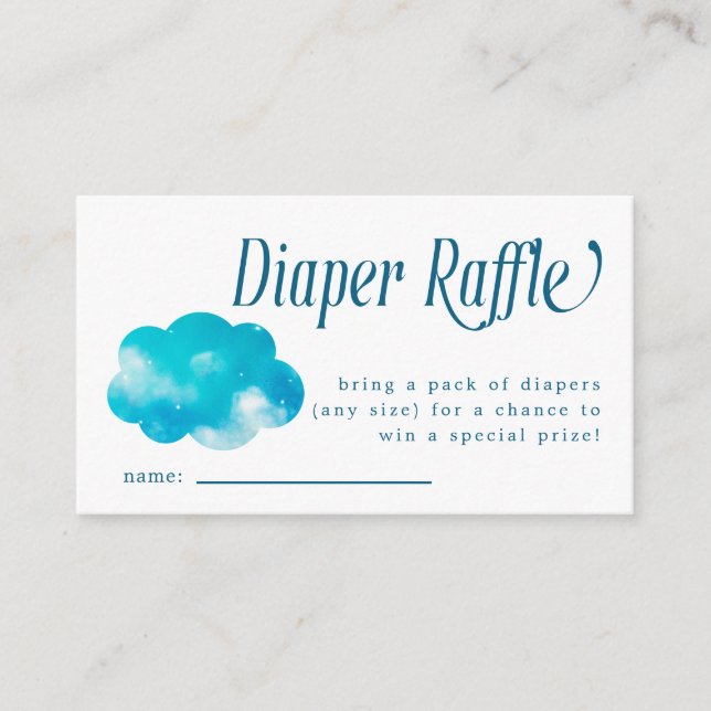 Heaven Sent Boy Diaper Raffle Ticket  Enclosure Card (Front)