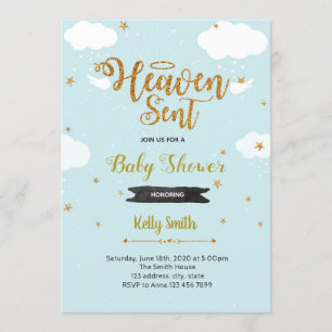 Heaven sent boy shower invitation