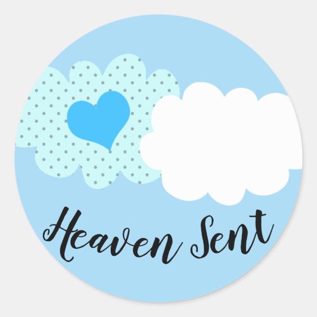 Heaven Sent Cloud and Heart Stickers blue (Front)