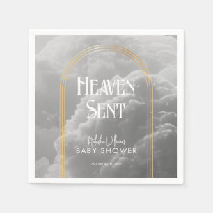 Heaven Sent Clouds Golden Neutral Baby Shower  Napkin