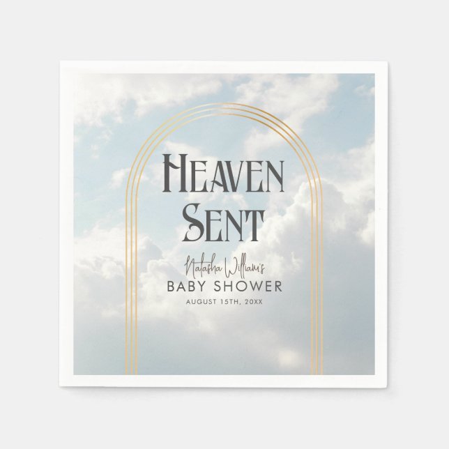 Heaven Sent Clouds Sky Boho Arch Baby Shower Napkin (Front)