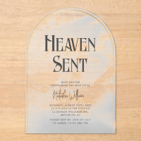 Heaven Sent Cloudy Baby Shower Acrylic Invitation