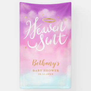 Heaven Sent Gold Halo Baby Shower Banner