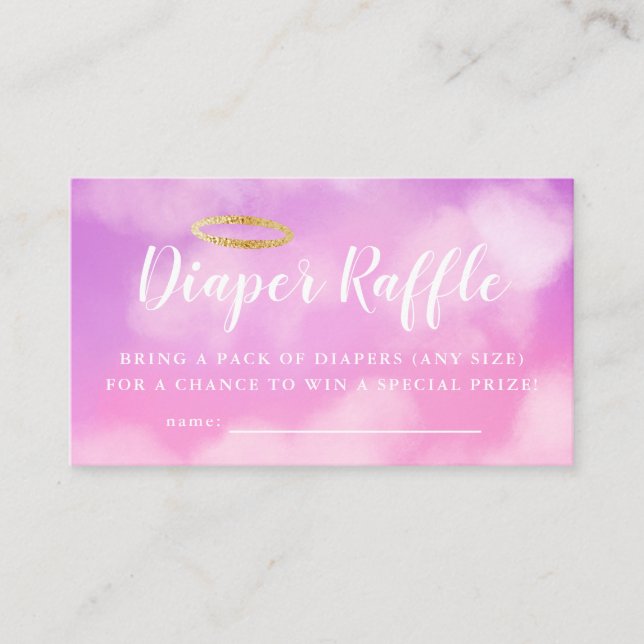 Heaven Sent Pink Baby Shower Diaper Raffle Ticket Enclosure Card (Front)
