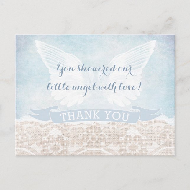 Heaven Sent Thank You Note Baby Shower Communion Postcard (Front)