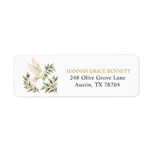 Heaven Sent White Dove Baby Shower Return Adress Address Label