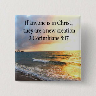 HEAVENLY 2 CORINTHIANS 5:17 OCEAN PHOTO DESIGN 15 CM SQUARE BADGE