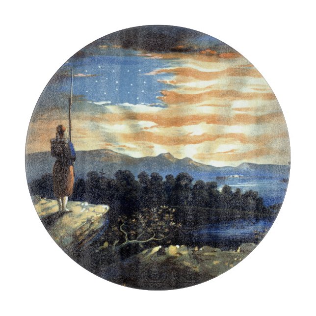Heavenly American Flag in Sky, Zouave Civil War Cutting Board (Front)
